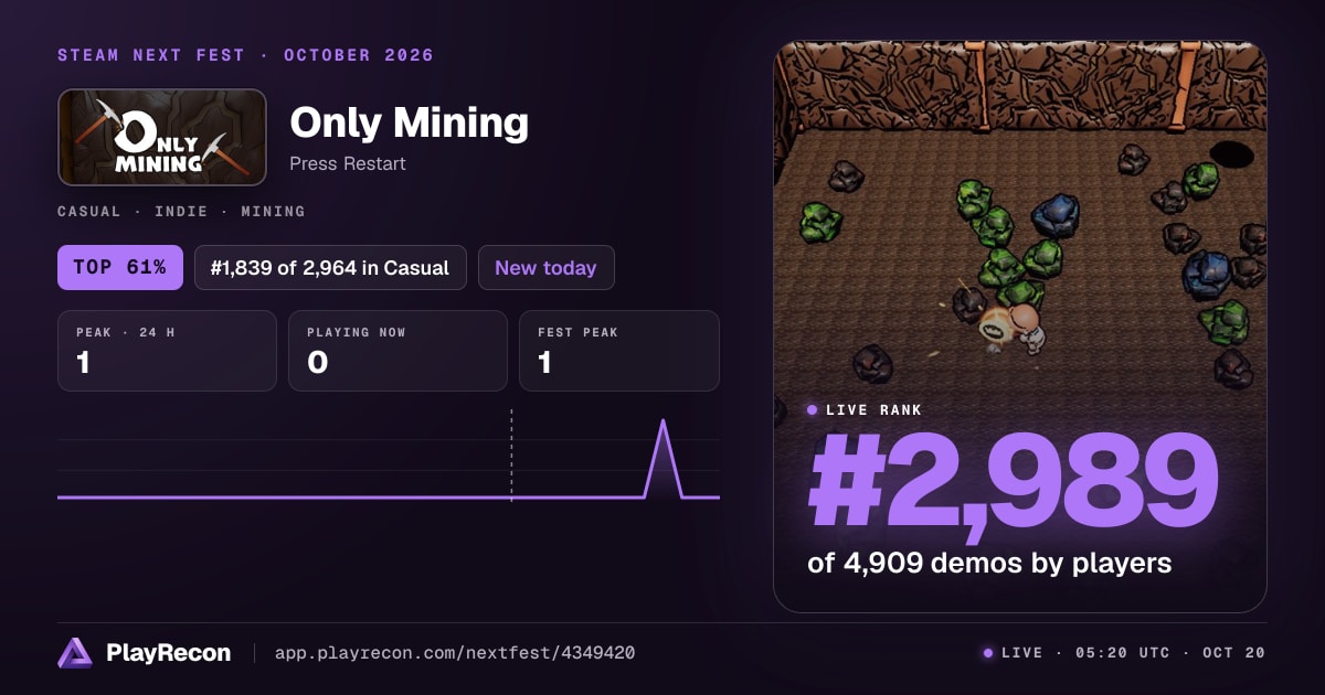 Only Mining allo Steam Next Fest