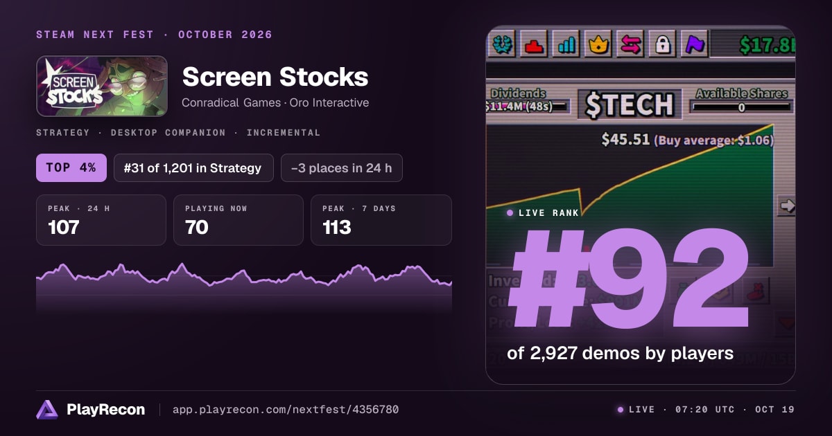 Screen Stocks in Steam Next Fest