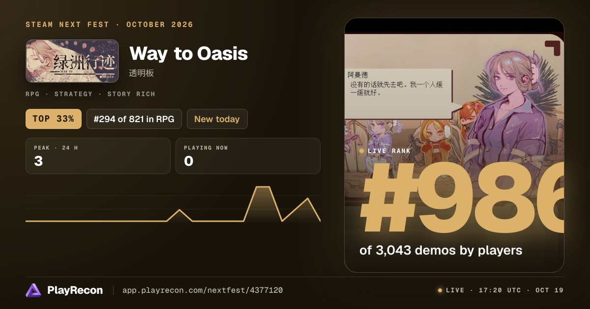 Way to Oasis in Steam Next Fest