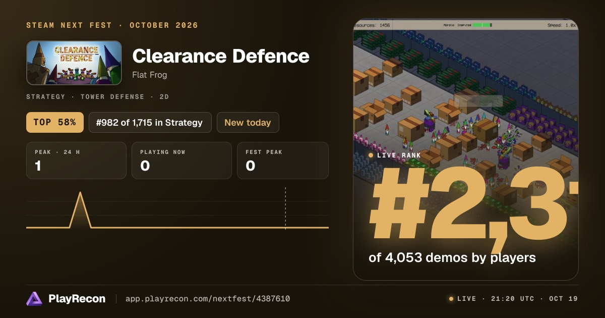 Clearance Defence in Steam Next Fest