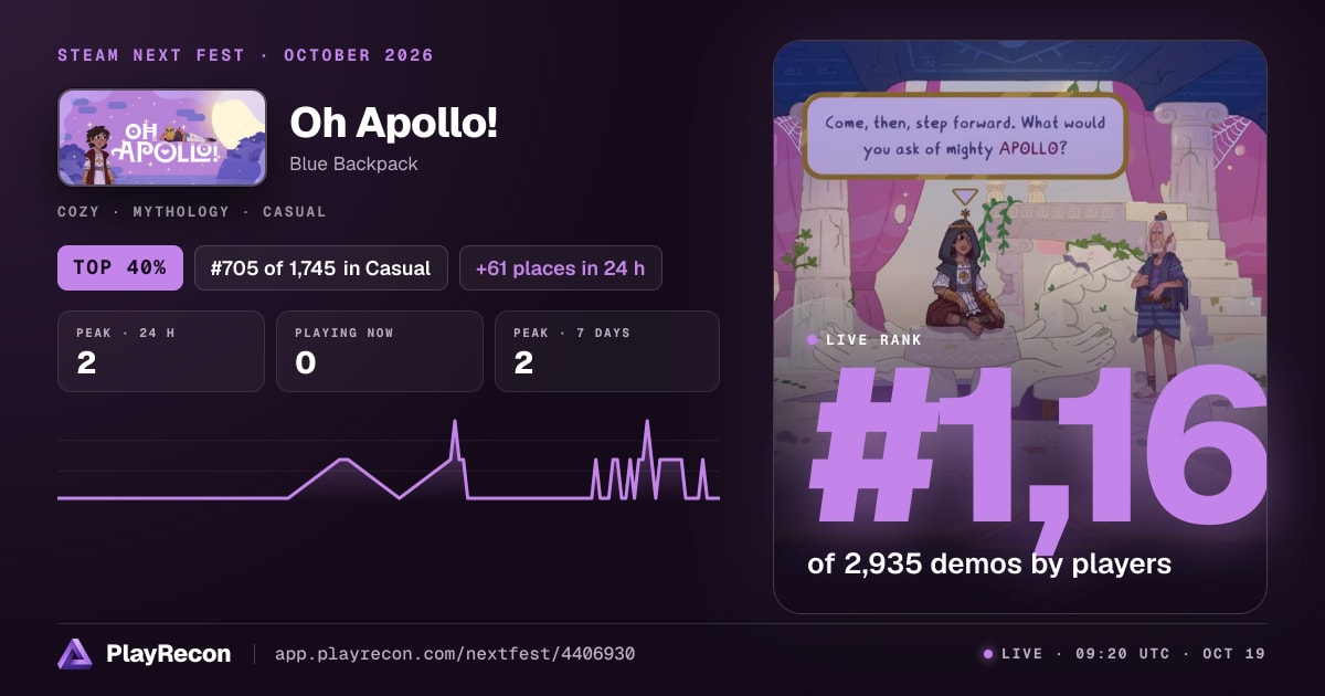 Oh Apollo! in Steam Next Fest