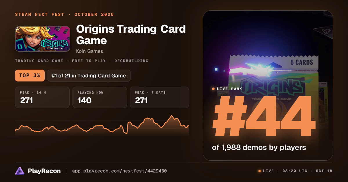 Origins Trading Card Game in Steam Next Fest