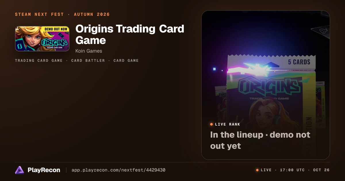Origins Trading Card Game in Steam Next Fest