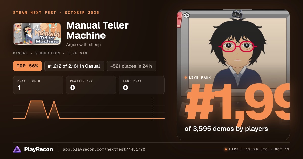 Manual Teller Machine en el Steam Next Fest