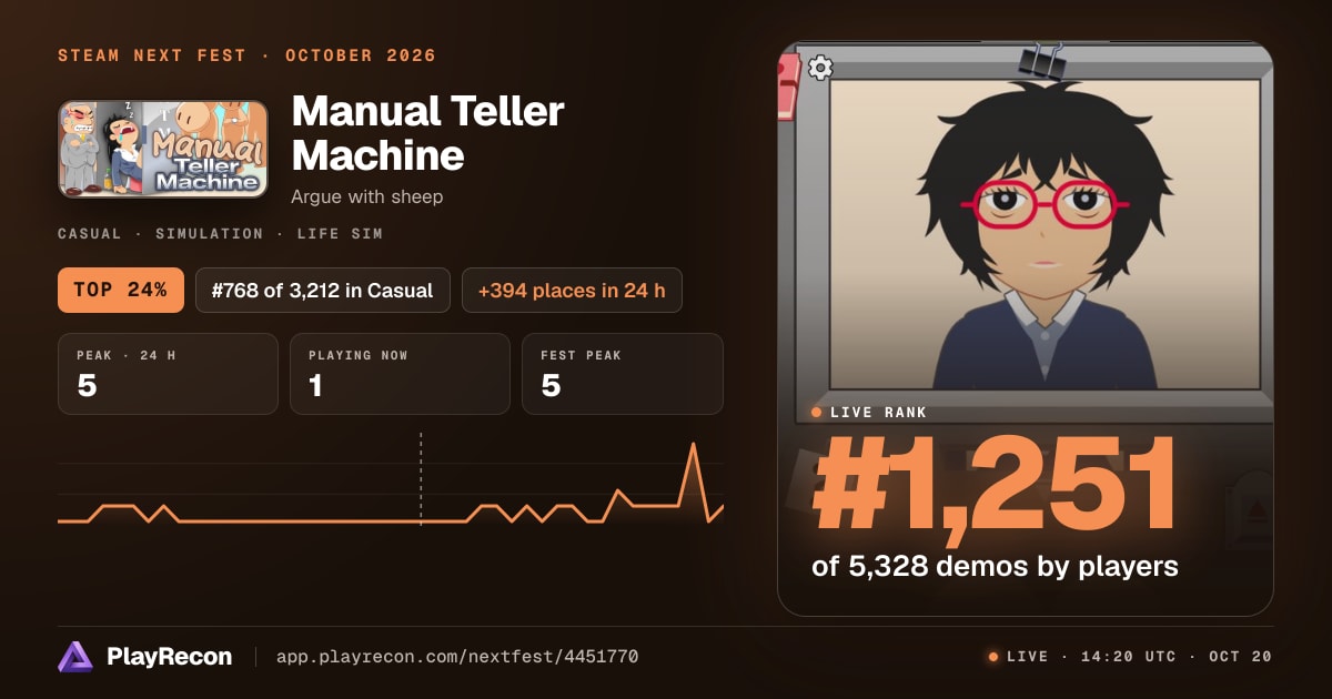 Manual Teller Machine allo Steam Next Fest