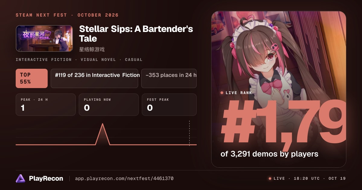 Stellar Sips: A Bartender's Tale на Steam Next Fest