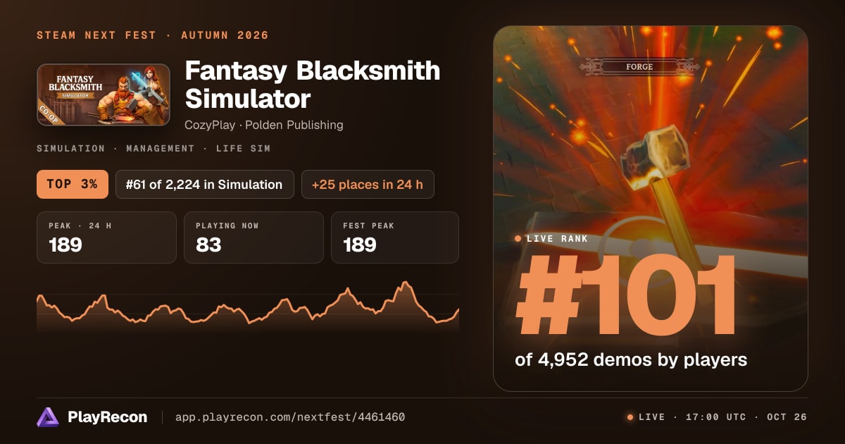 Fantasy Blacksmith Simulator in Steam Next Fest