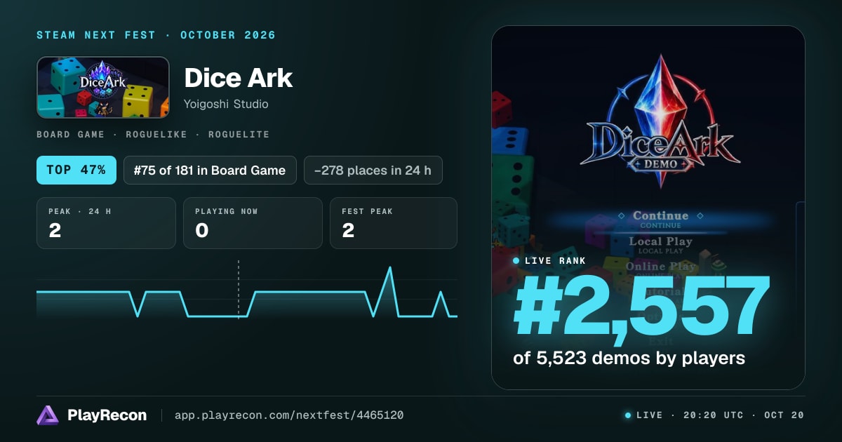 Dice Ark in Steam Next Fest