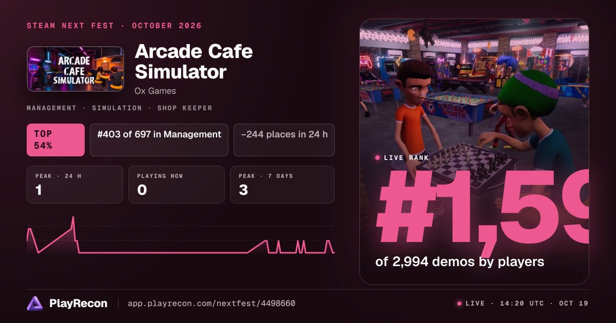 Arcade Cafe Simulator im Steam Next Fest