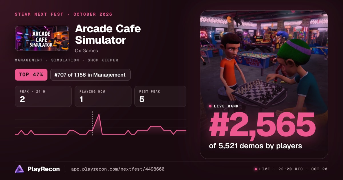 Arcade Cafe Simulator au Steam Next Fest