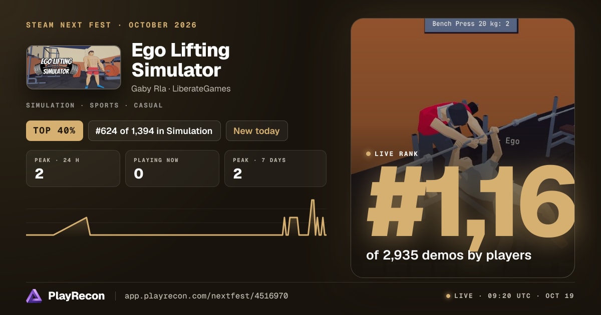 Ego Lifting Simulator in Steam Next Fest