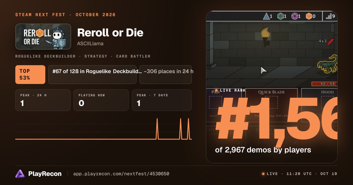 Reroll or Die im Steam Next Fest