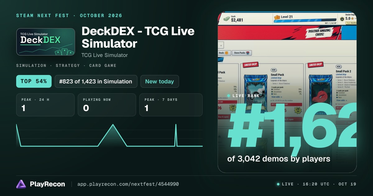 DeckDEX - TCG Live Simulator allo Steam Next Fest