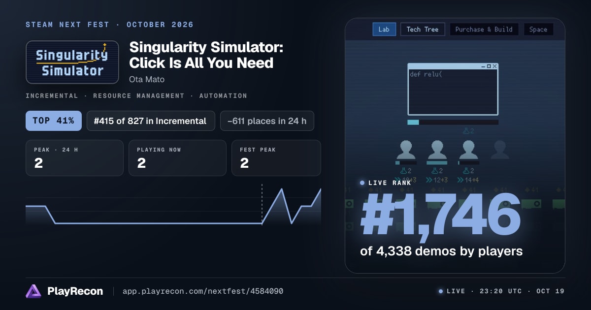 Singularity Simulator: Click Is All You Need allo Steam Next Fest