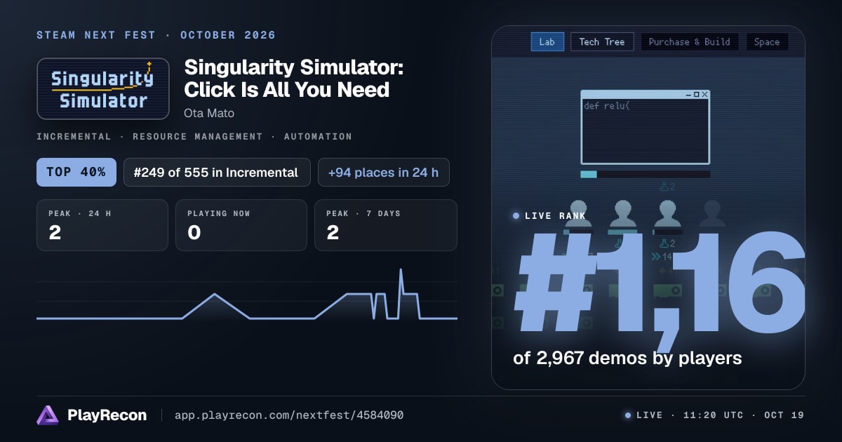 Singularity Simulator: Click Is All You Need en el Steam Next Fest