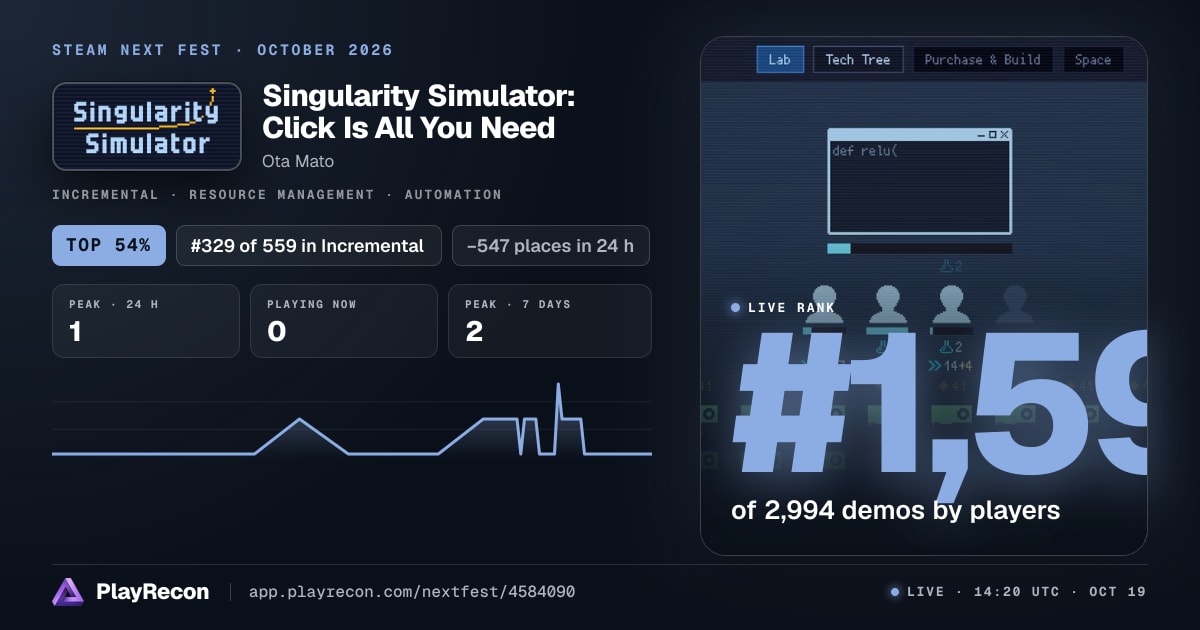 Singularity Simulator: Click Is All You Need au Steam Next Fest