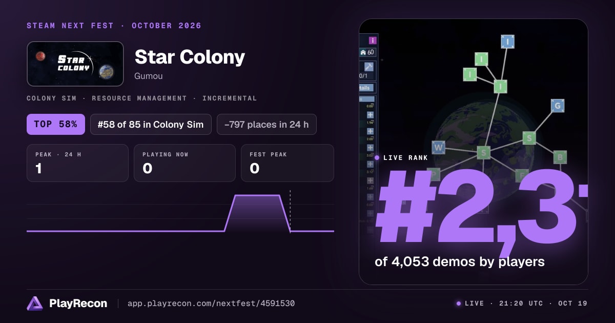 Star Colony in Steam Next Fest