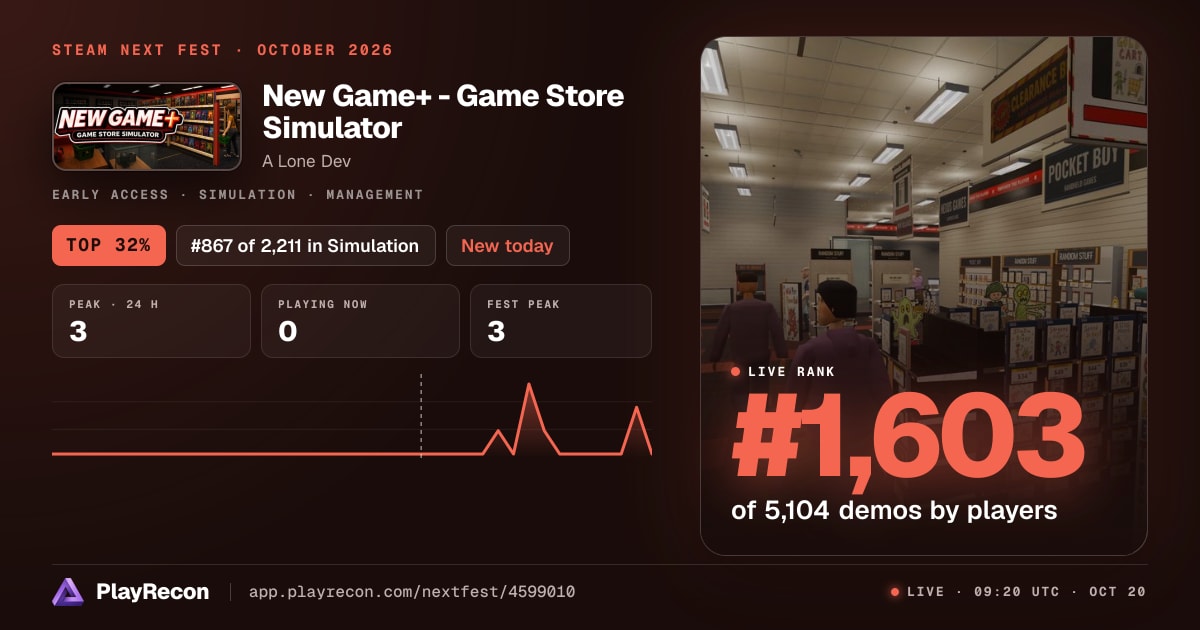 New Game+ - Game Store Simulator en el Steam Next Fest