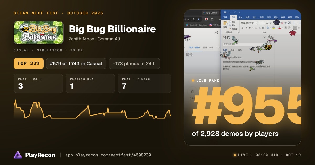 Big Bug Billionaire im Steam Next Fest