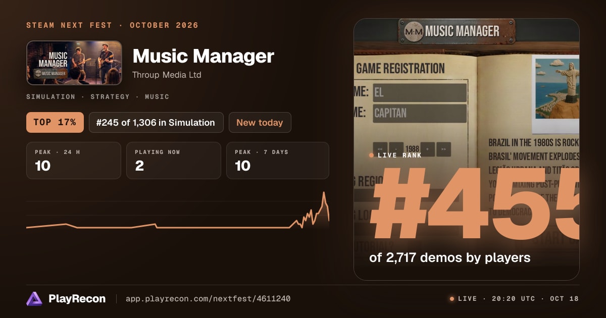 Music Manager en el Steam Next Fest