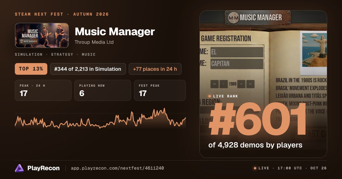 Music Manager en el Steam Next Fest