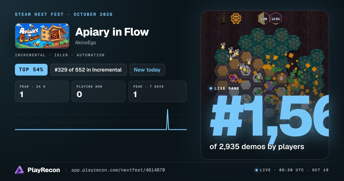 Apiary in Flow in Steam Next Fest
