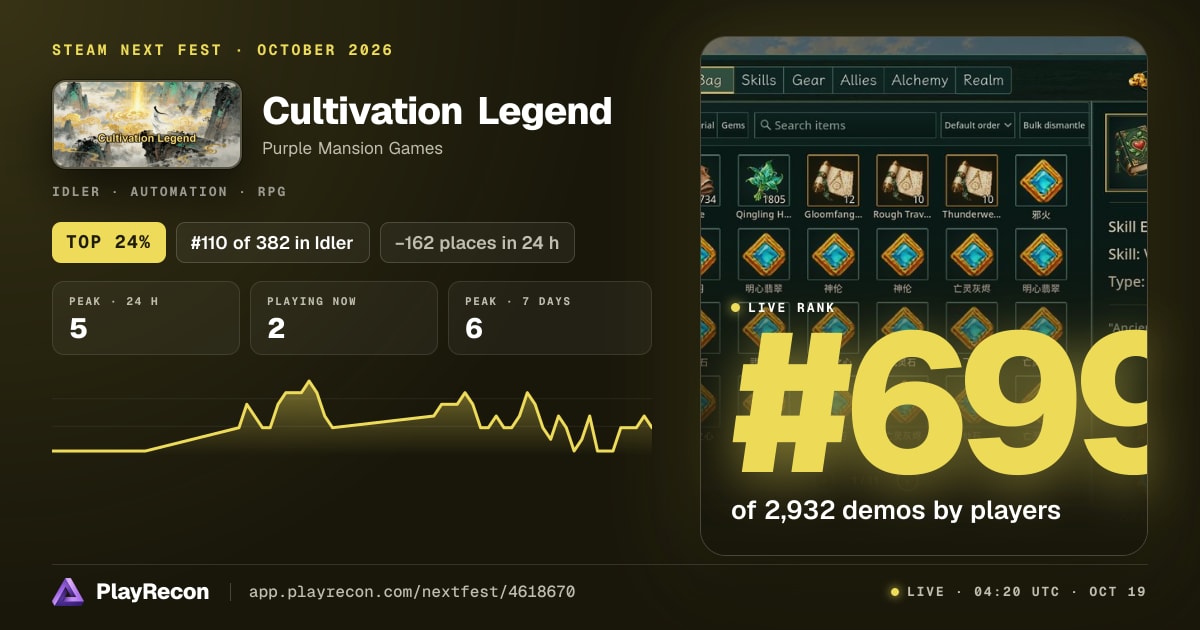 Cultivation Legend in Steam Next Fest