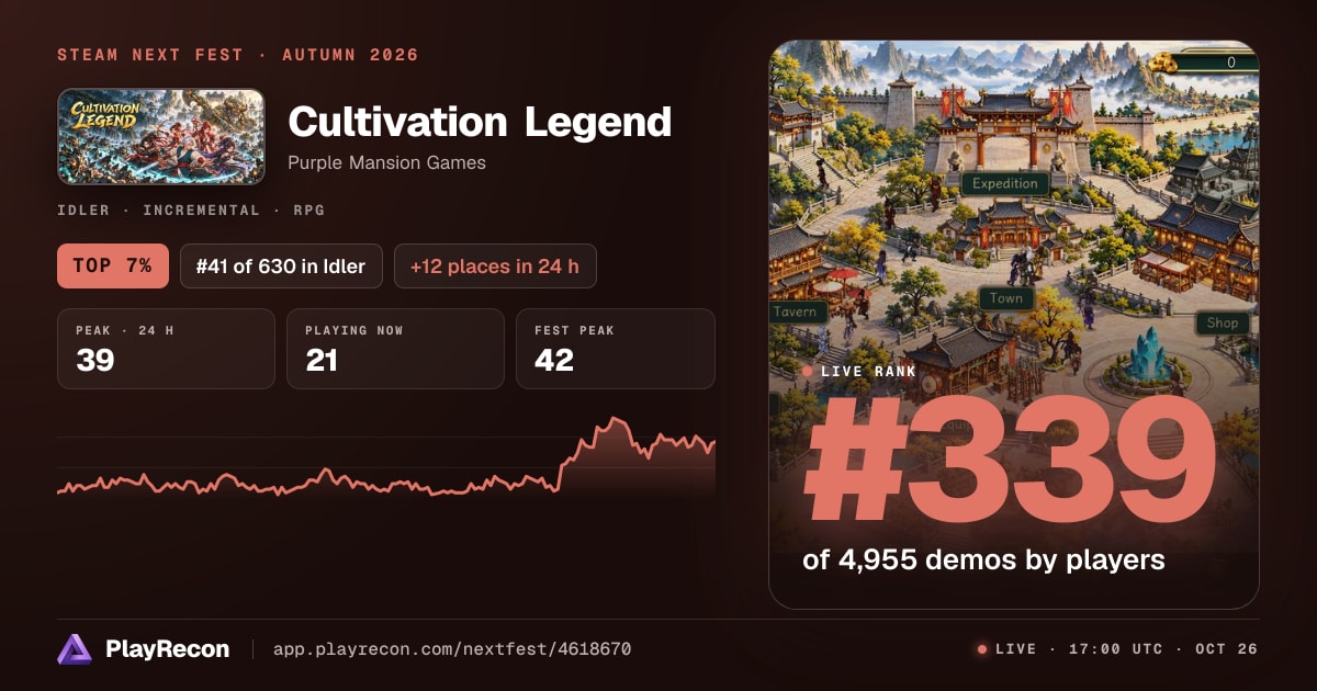 Cultivation Legend in Steam Next Fest