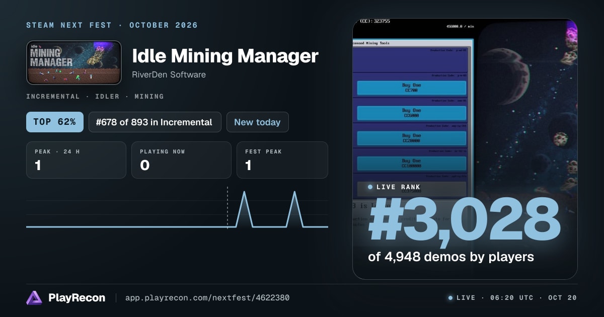 Idle Mining Manager in Steam Next Fest