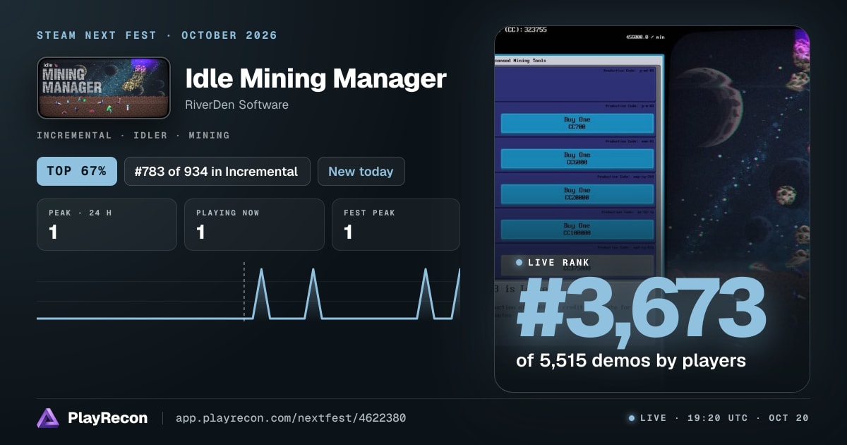 Idle Mining Manager im Steam Next Fest