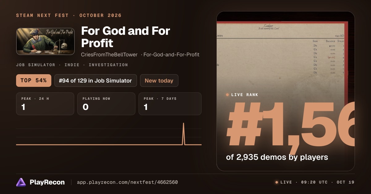 For God and For Profit im Steam Next Fest