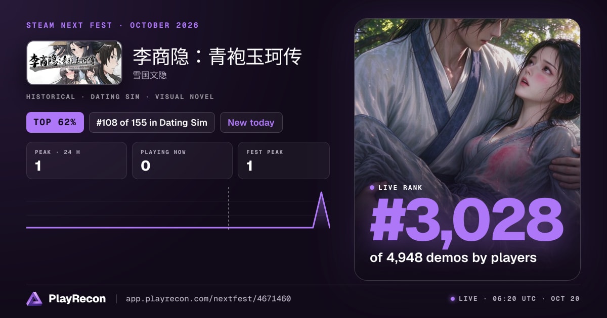 李商隐：青袍玉珂传 en el Steam Next Fest