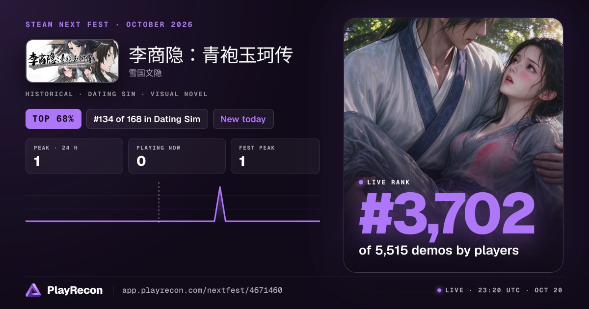 李商隐：青袍玉珂传 im Steam Next Fest
