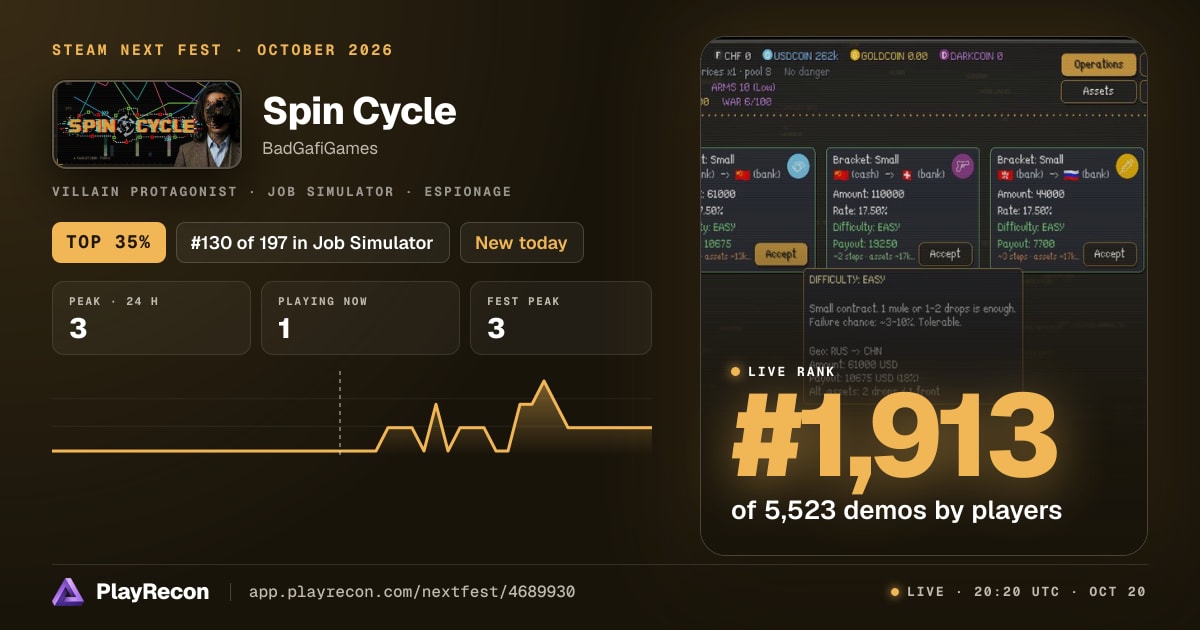 Spin Cycle in Steam Next Fest