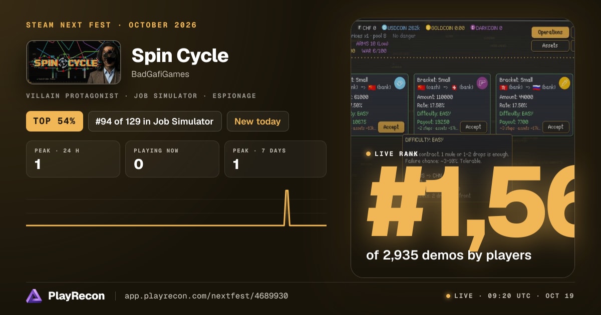 Spin Cycle au Steam Next Fest