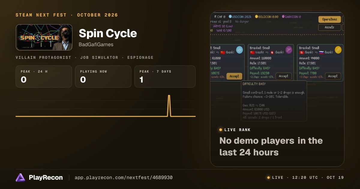 Spin Cycle allo Steam Next Fest