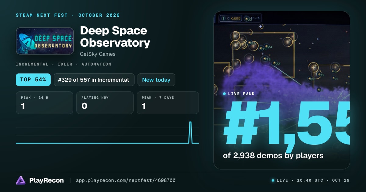 Deep Space Observatory allo Steam Next Fest