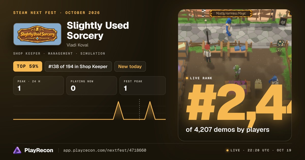 Slightly Used Sorcery in Steam Next Fest