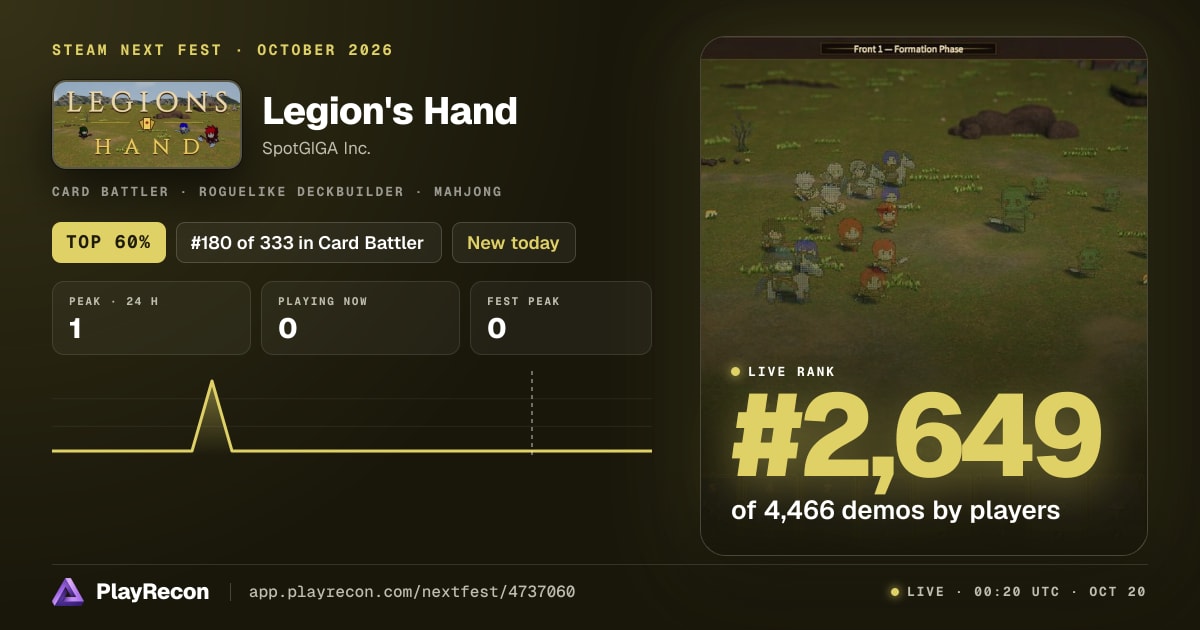 Legion's Hand in Steam Next Fest