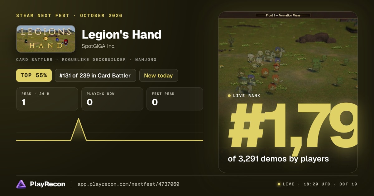 Legion's Hand allo Steam Next Fest