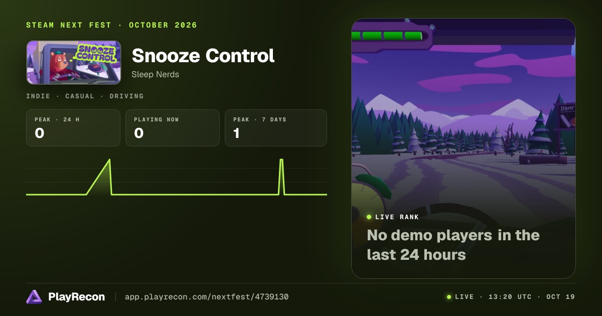 Snooze Control au Steam Next Fest
