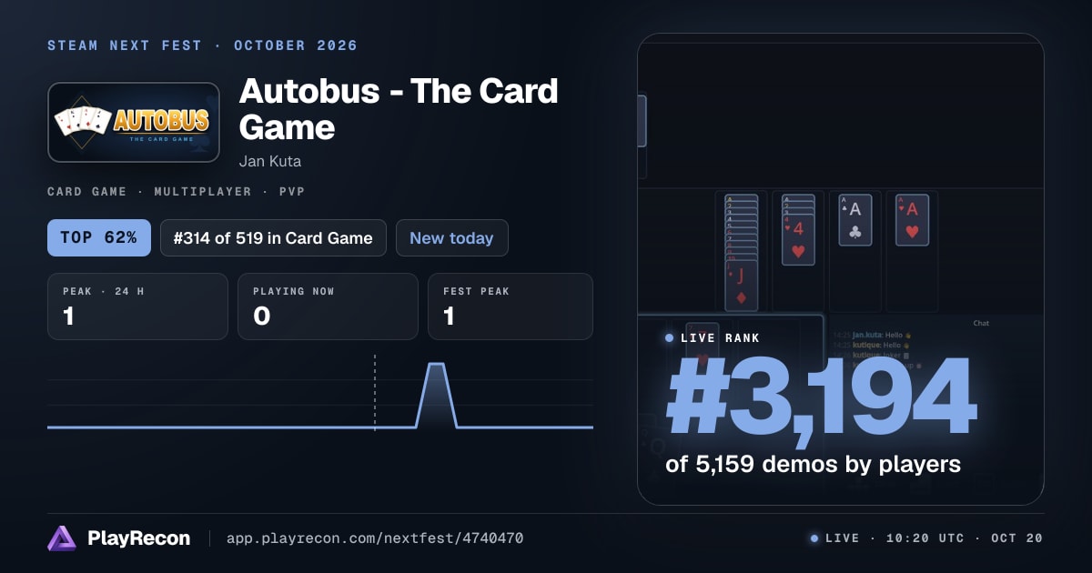 Autobus - The Card Game in Steam Next Fest
