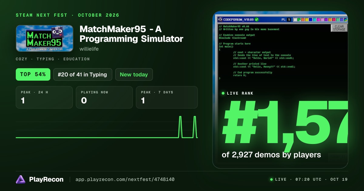 MatchMaker95 - A Programming Simulator на Steam Next Fest