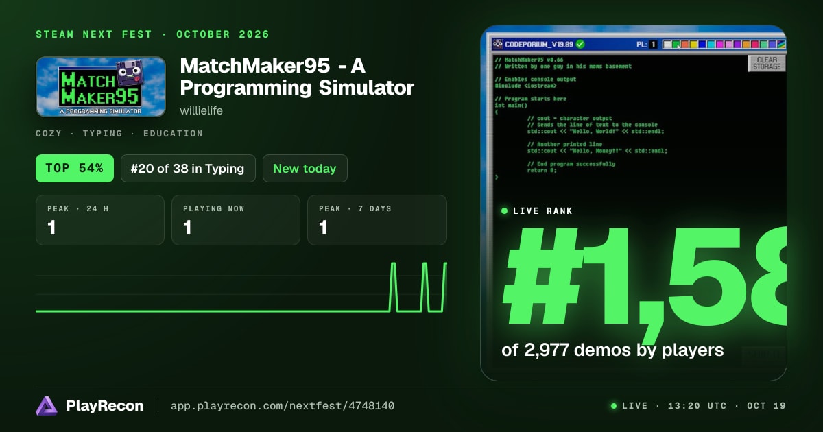 MatchMaker95 - A Programming Simulator en el Steam Next Fest