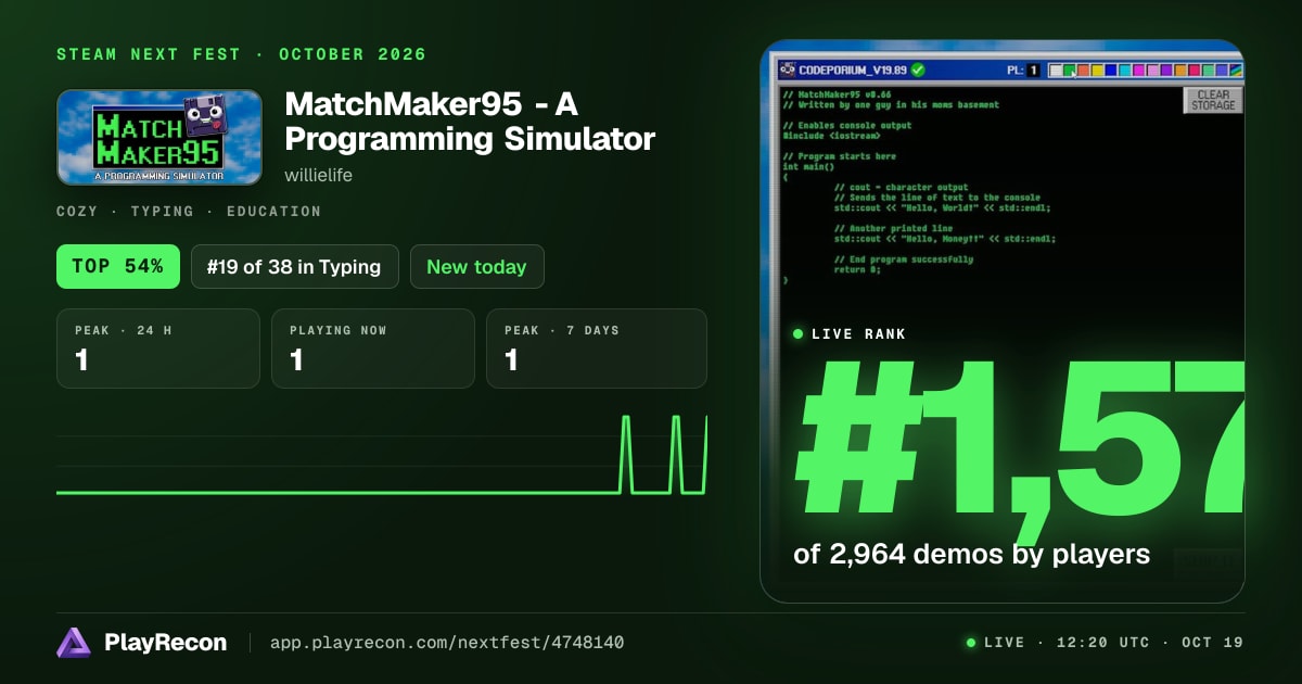 MatchMaker95 - A Programming Simulator im Steam Next Fest