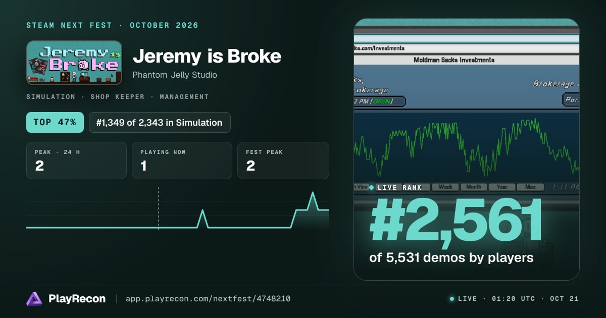 Jeremy is Broke allo Steam Next Fest