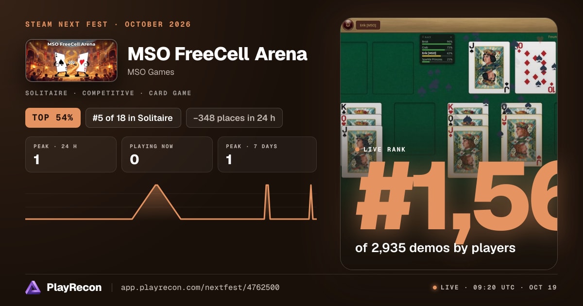 MSO FreeCell Arena in Steam Next Fest