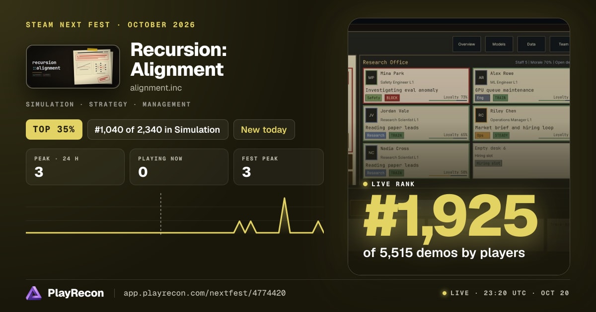 Recursion: Alignment allo Steam Next Fest