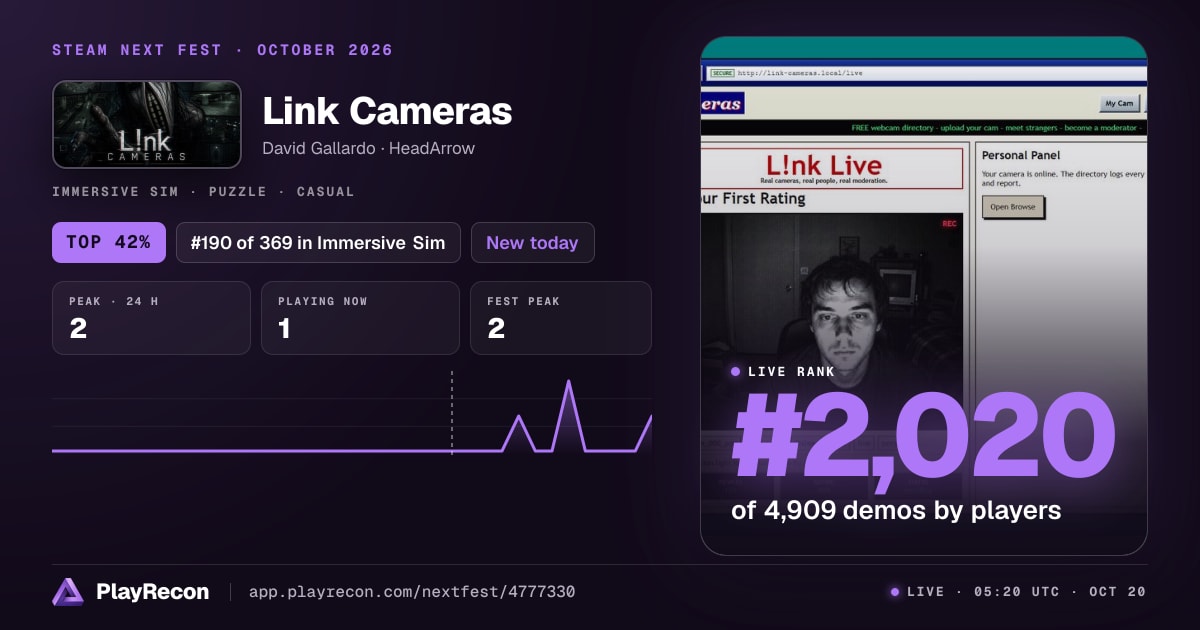 Link Cameras in Steam Next Fest