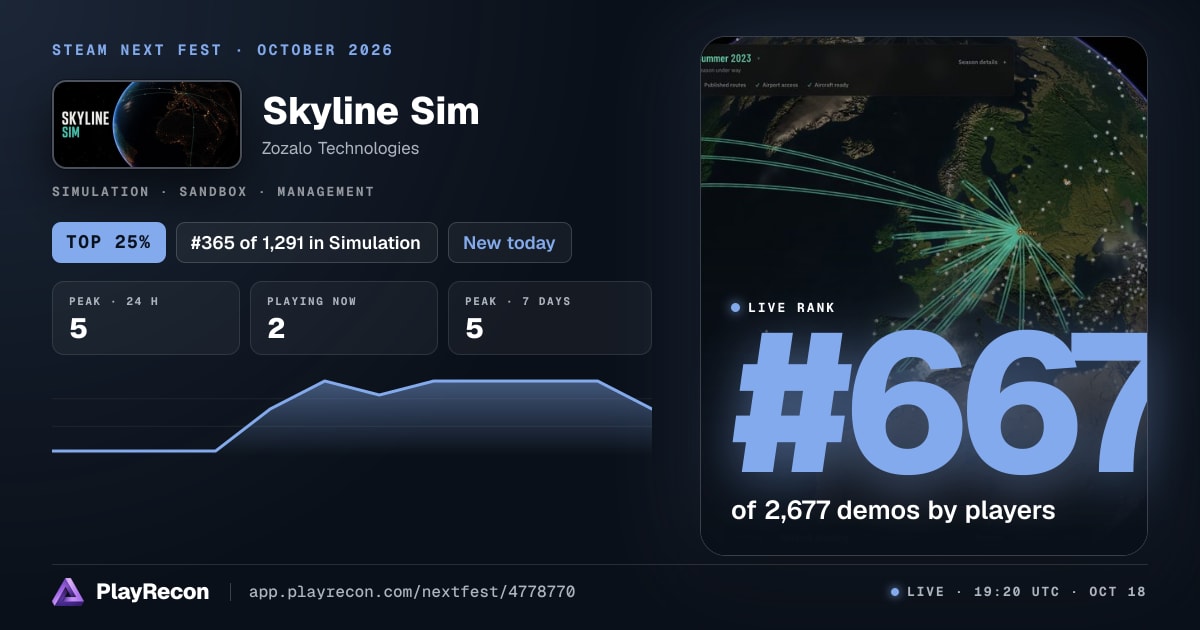 Skyline Sim au Steam Next Fest